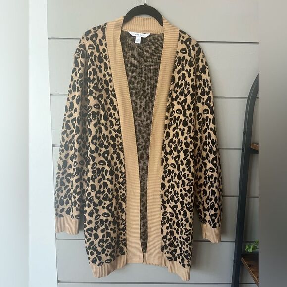 Nine West beautiful leopard print long‎ open cardigan size Large EUC - Picture 1 of 4